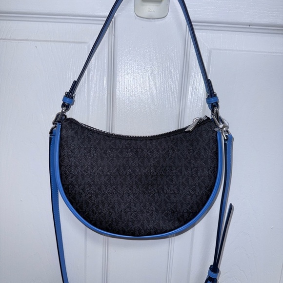 Michael Kors Kyla Small Convertable Pouchette in Blue and Black - Picture 3 of 8